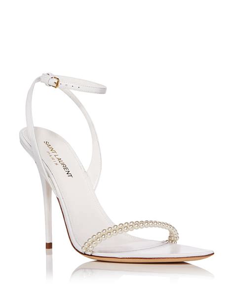 white pearl ysl heels|luna pointed toe pearl high heels.